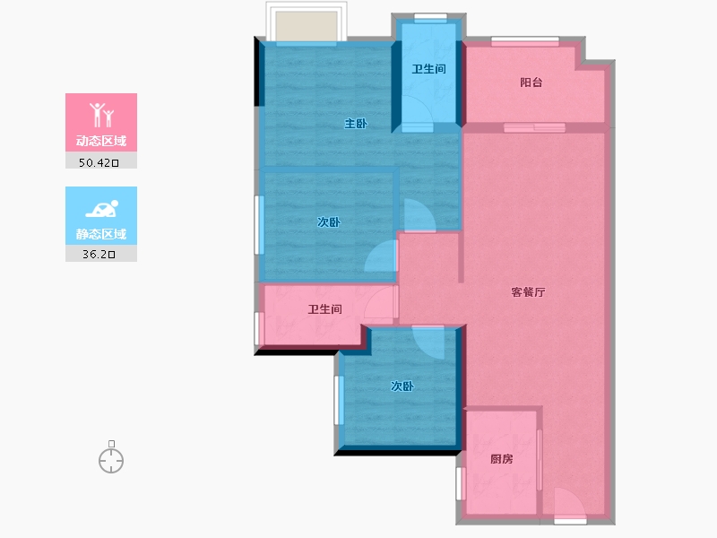 广东省-佛山市-弘阳博爱湖一號-77.30-户型库-动静分区