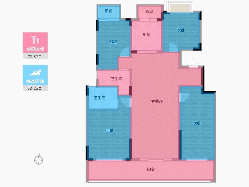 湖南省-长沙市-长房岭秀时代-126.15-户型库-动静分区