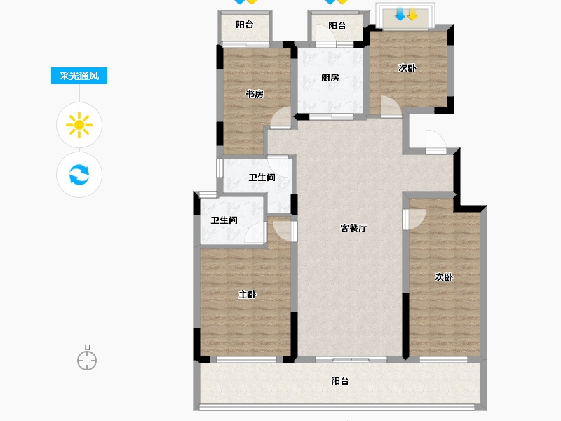 湖南省-长沙市-长房岭秀时代-126.15-户型库-采光通风