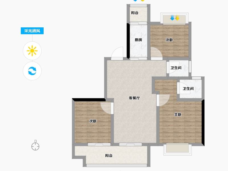 江苏省-南通市-阳光城西欧文澜府-97.60-户型库-采光通风