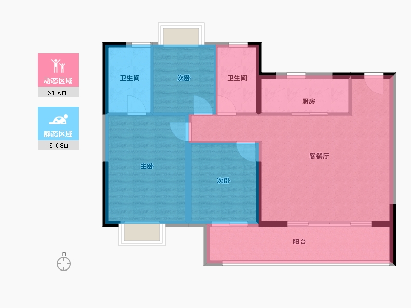 江苏省-苏州市-绿地●樾丽云庭-95.00-户型库-动静分区