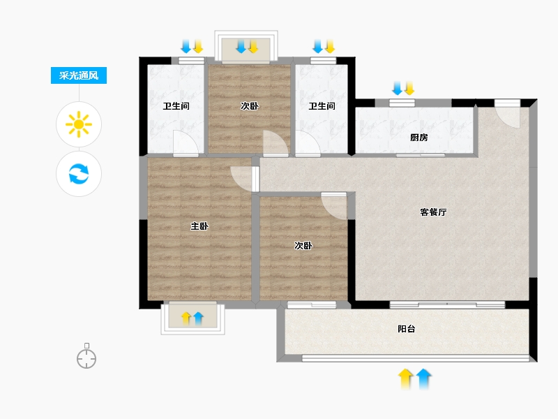 江苏省-苏州市-绿地●樾丽云庭-95.00-户型库-采光通风