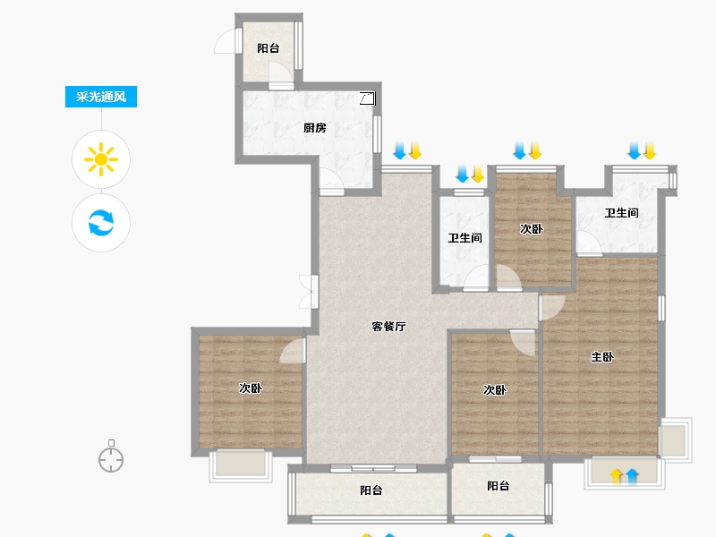 福建省-福州市-福州融侨悦城小区-135.00-户型库-采光通风