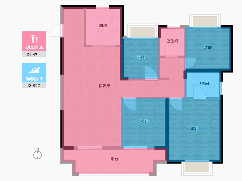 江苏省-苏州市-建发春江泊月-102.00-户型库-动静分区