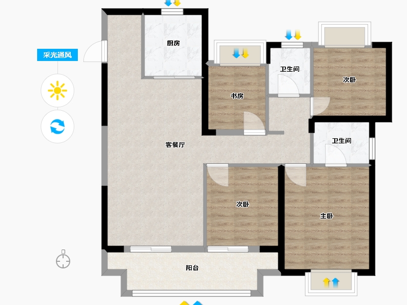 江苏省-苏州市-建发春江泊月-102.00-户型库-采光通风