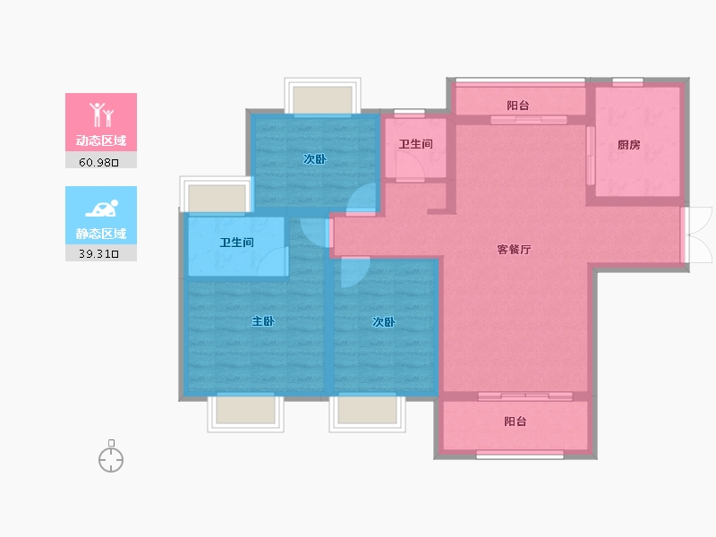 重庆-重庆市-阳光城哈罗小镇-89.04-户型库-动静分区