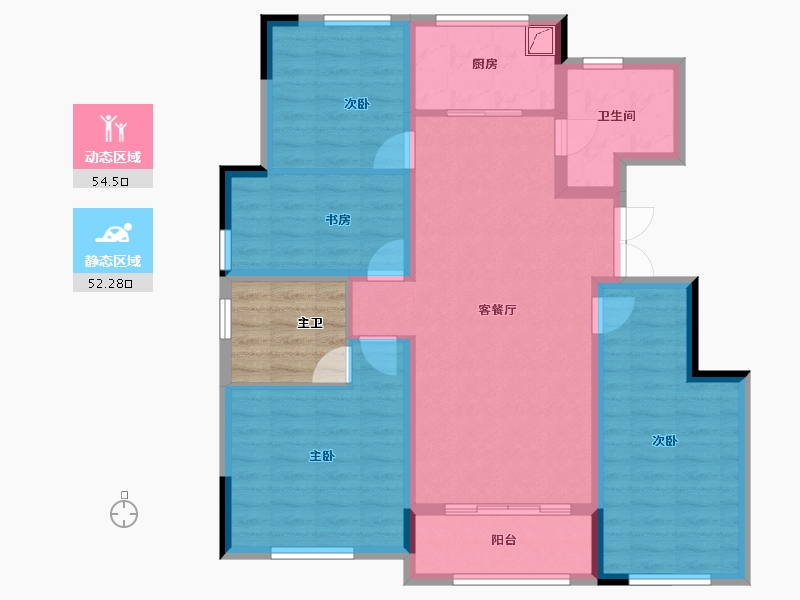 浙江省-宁波市-蓝城明庐-100.90-户型库-动静分区