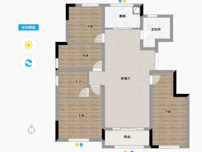 浙江省-宁波市-蓝城明庐-100.90-户型库-采光通风