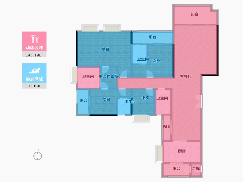 广东省-广州市-​世茂天鹅湾-235.40-户型库-动静分区