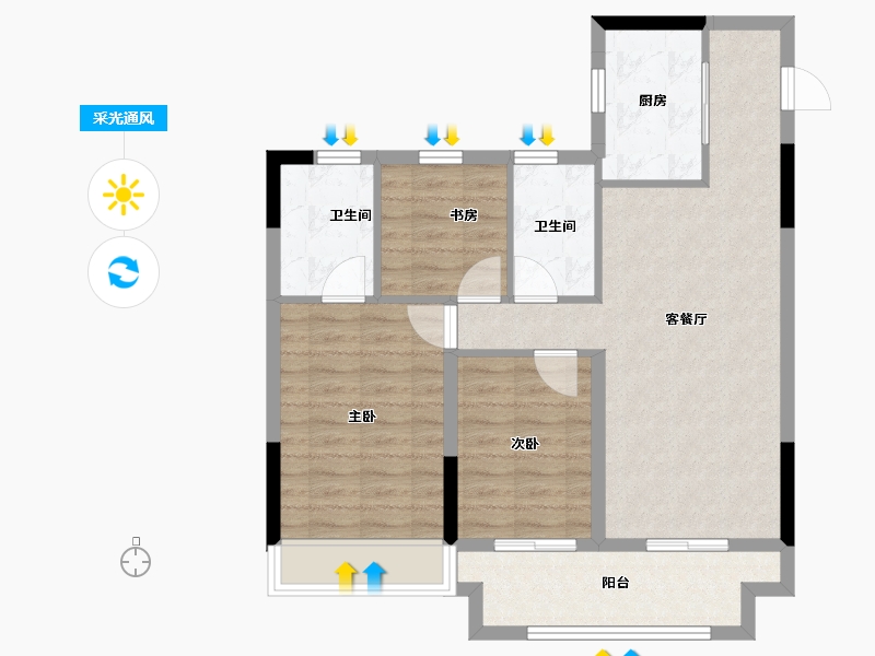 浙江省-绍兴市-黄酒小镇映兰园-79.20-户型库-采光通风