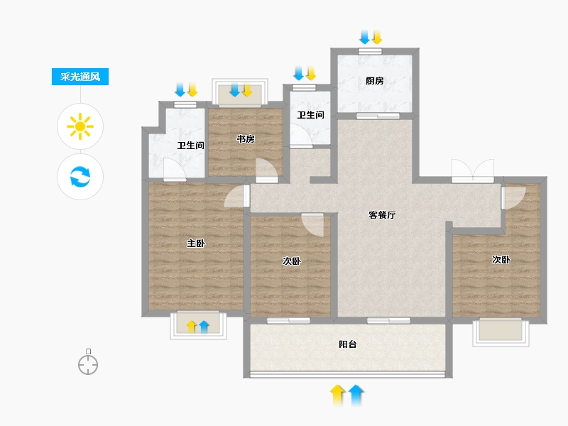 江苏省-苏州市-阳光城檀苑-113.00-户型库-采光通风