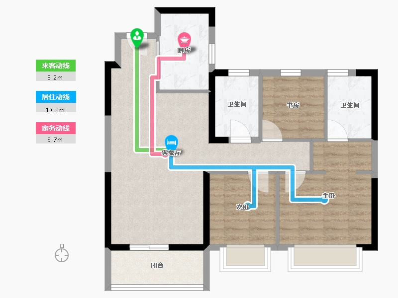 江苏省-苏州市-阳光城檀苑-75.99-户型库-动静线