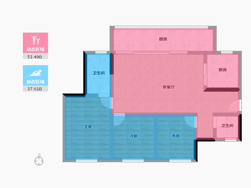 四川省-成都市-成都万科碧桂园公园大道2期-80.28-户型库-动静分区