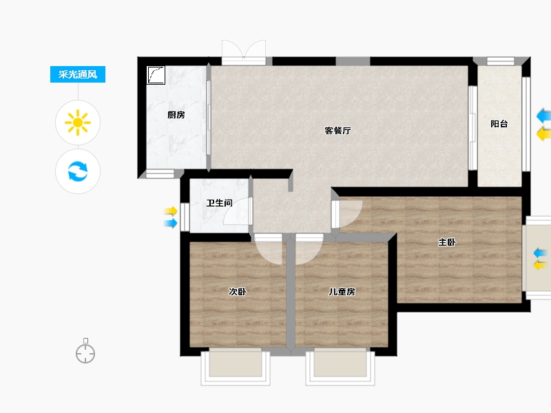 云南省-昆明市-吾悦首府-75.00-户型库-采光通风