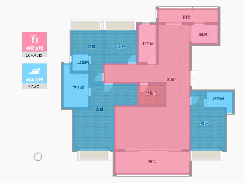 重庆-重庆市-阳光城哈罗小镇-160.90-户型库-动静分区