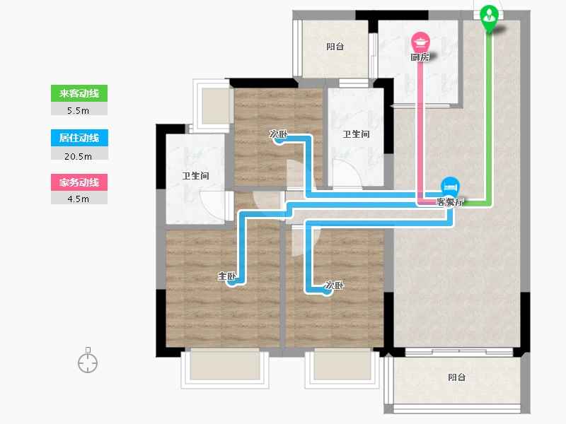 四川省-泸州市-敏捷紫云府-76.00-户型库-动静线