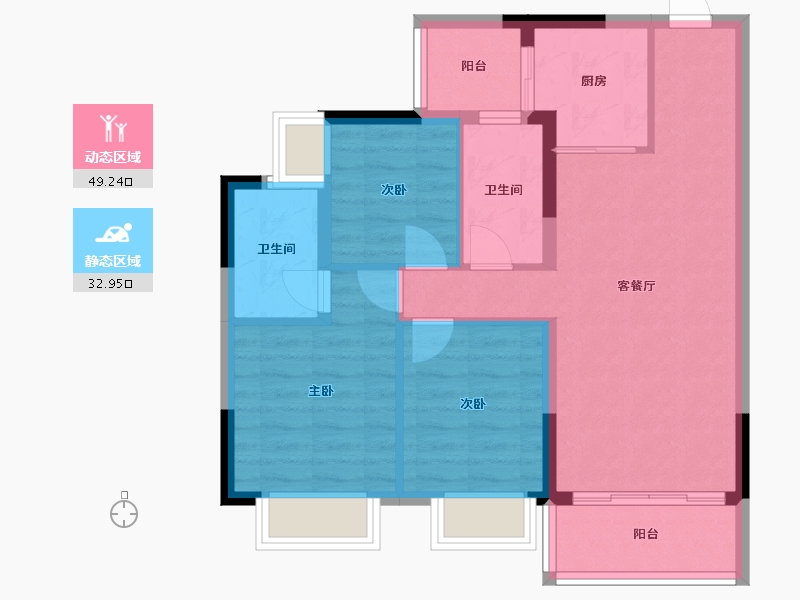 四川省-泸州市-敏捷紫云府-76.00-户型库-动静分区