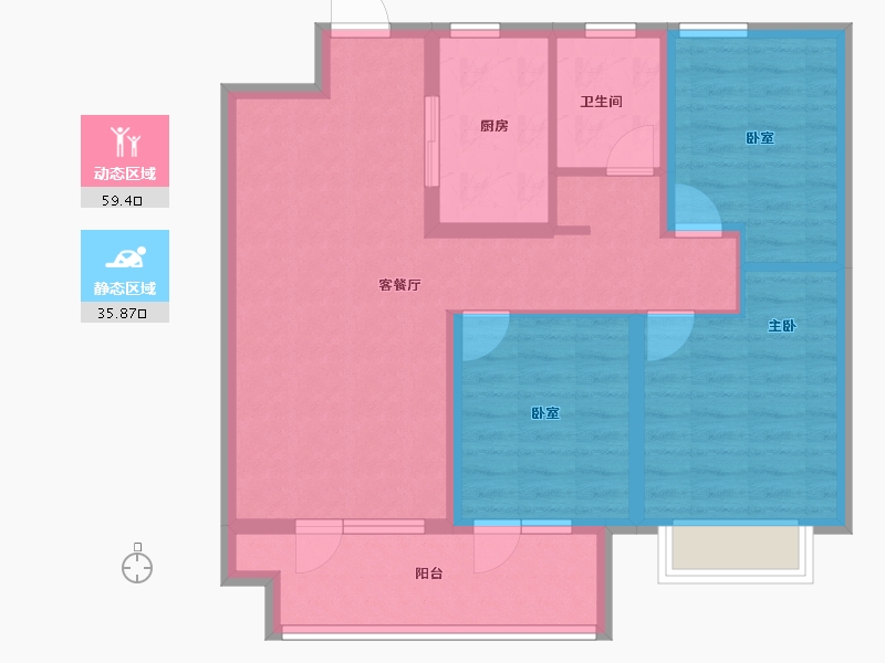 山东省-潍坊市-桃源金茂悦-84.86-户型库-动静分区