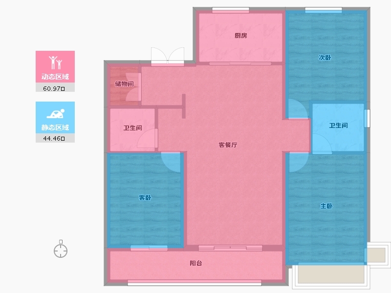 河北省-石家庄市-嘉实万科紫台-95.30-户型库-动静分区