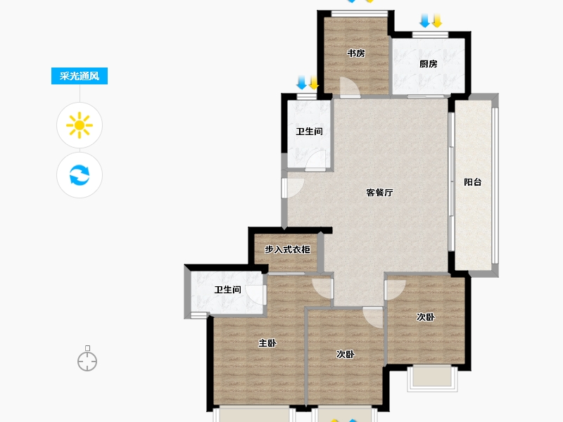 浙江省-金华市-滨江建杭上品-113.77-户型库-采光通风