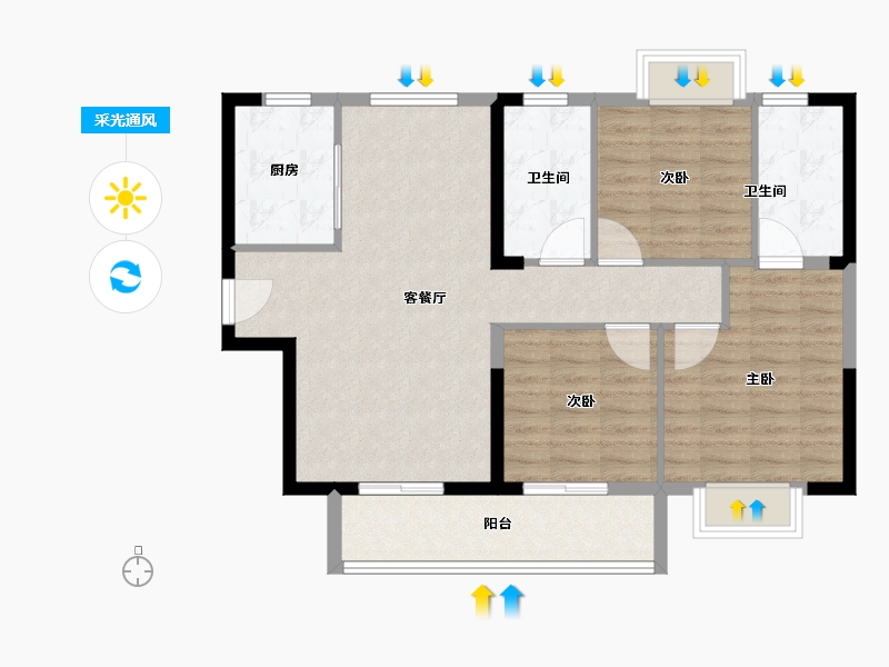 福建省-福州市-金地天禧-88.00-户型库-采光通风