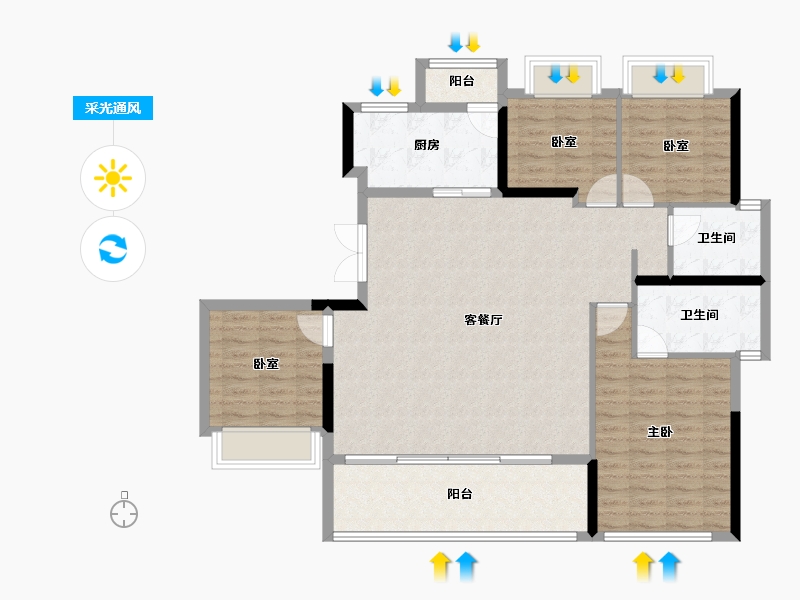 四川省-成都市-禹洲晏山河-117.70-户型库-采光通风