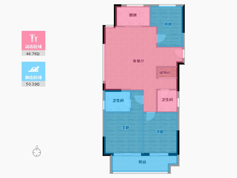 浙江省-金华市-荣安棠樾-88.33-户型库-动静分区