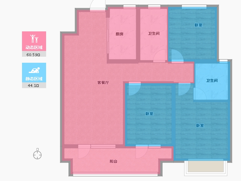 山东省-潍坊市-桃源金茂悦-93.05-户型库-动静分区