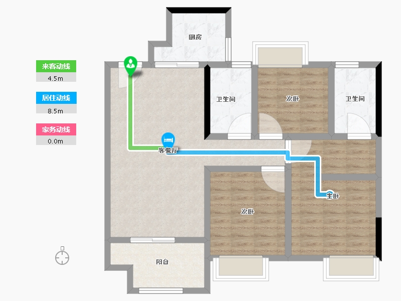 江苏省-南通市-欣鹏=锦茗雅居.-90.40-户型库-动静线