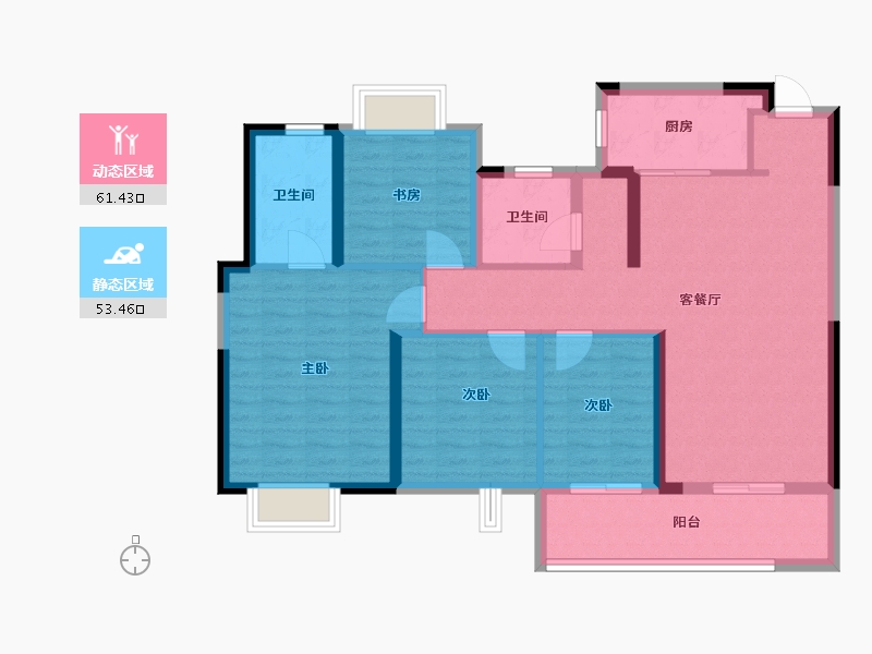 江苏省-苏州市-阳光城檀苑-103.00-户型库-动静分区