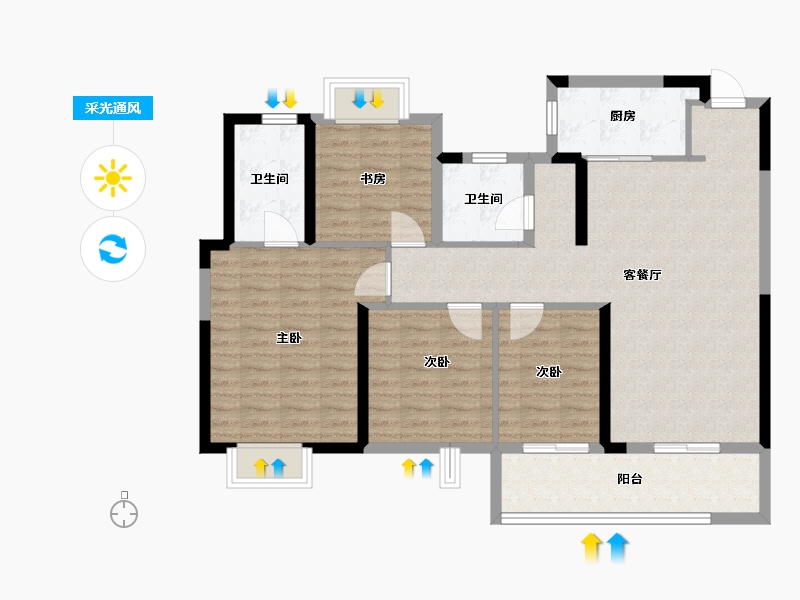 江苏省-苏州市-阳光城檀苑-103.00-户型库-采光通风