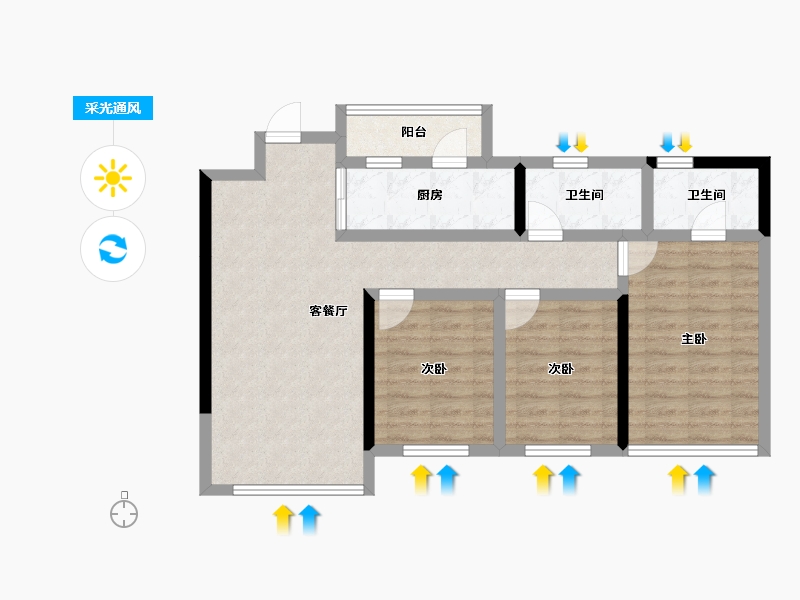 四川省-成都市-德信东原印江宸-78.59-户型库-采光通风