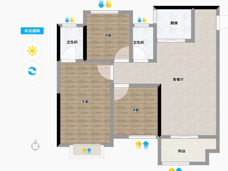 江苏省-南通市-欣鹏=锦茗雅居.-104.00-户型库-采光通风