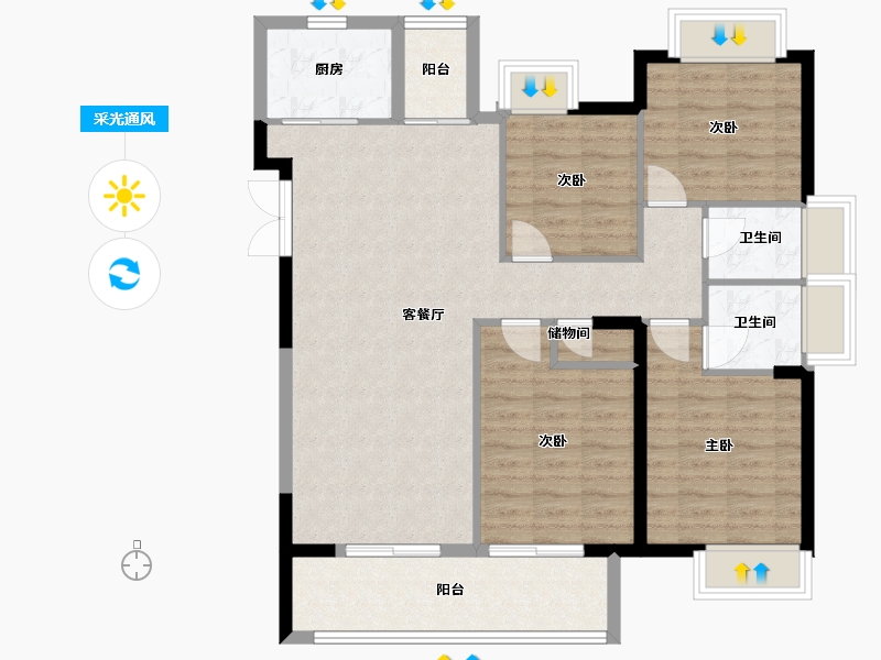 福建省-福州市-榕发观湖郡-103.34-户型库-采光通风