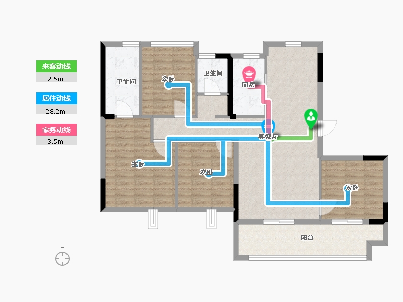 福建省-福州市-龙湖迪鑫紫宸府-104.00-户型库-动静线