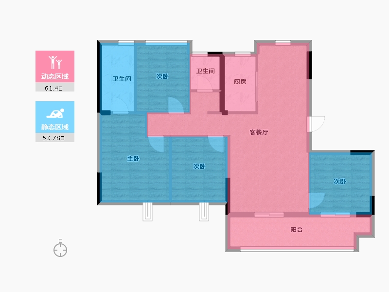 福建省-福州市-龙湖迪鑫紫宸府-104.00-户型库-动静分区