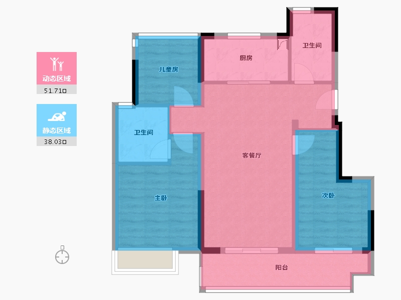 安徽省-合肥市-上坤晶萃四季-80.20-户型库-动静分区