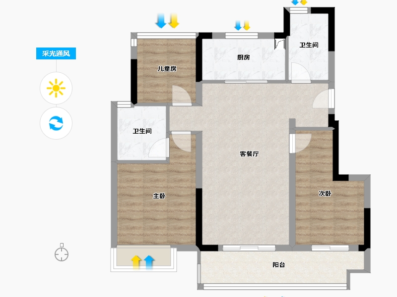 安徽省-合肥市-上坤晶萃四季-80.20-户型库-采光通风