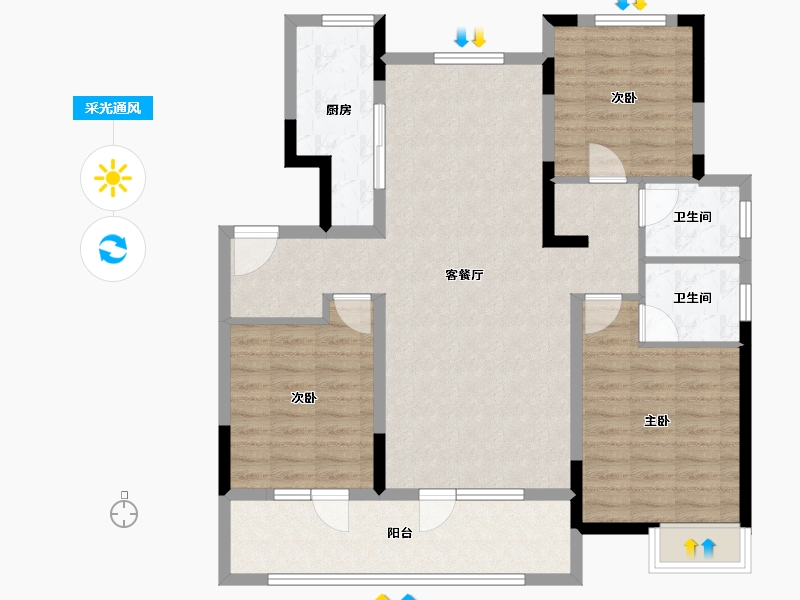 山东省-潍坊市-金大地·天泰城-102.19-户型库-采光通风