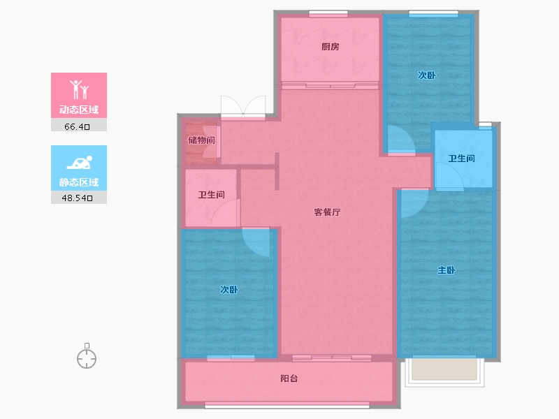 河北省-石家庄市-嘉实万科紫台-104.00-户型库-动静分区