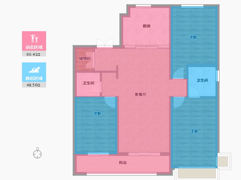 河北省-石家庄市-嘉实万科紫台-98.18-户型库-动静分区