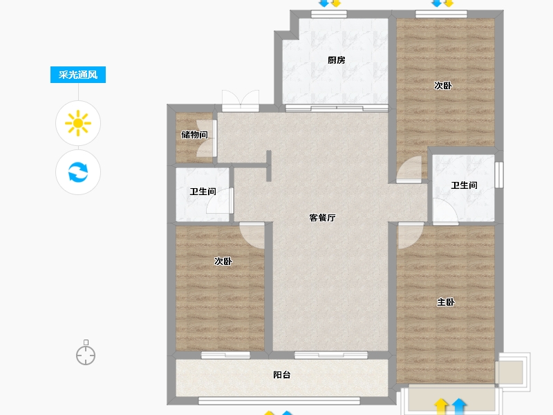 河北省-石家庄市-嘉实万科紫台-98.18-户型库-采光通风