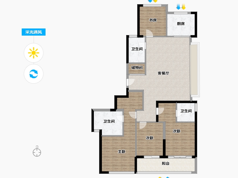 浙江省-金华市-滨江建杭上品-140.97-户型库-采光通风