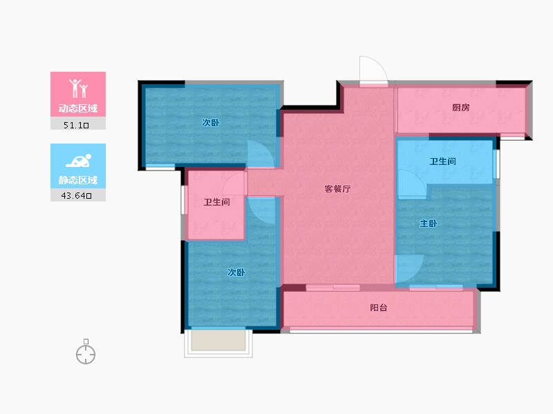 福建省-福州市-金地天禧-84.81-户型库-动静分区