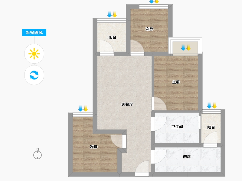 重庆-重庆市-海成轨道0309-56.00-户型库-采光通风