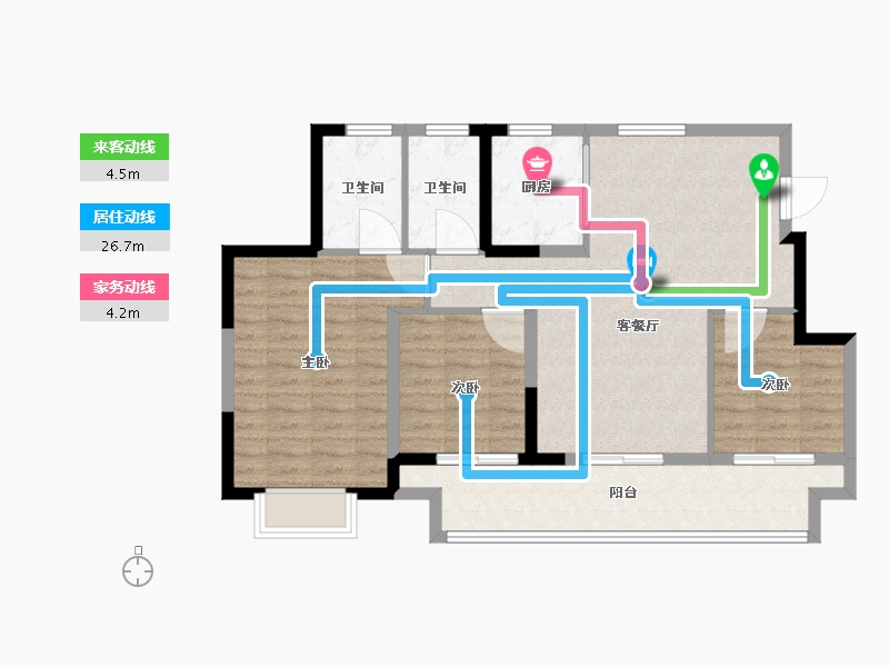 江苏省-苏州市-绿地●樾丽云庭-92.00-户型库-动静线