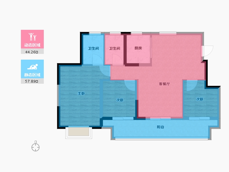 江苏省-苏州市-绿地●樾丽云庭-92.00-户型库-动静分区