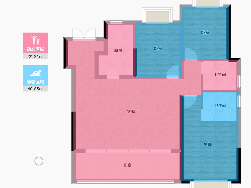 四川省-成都市-金地融信御琴宰-95.20-户型库-动静分区