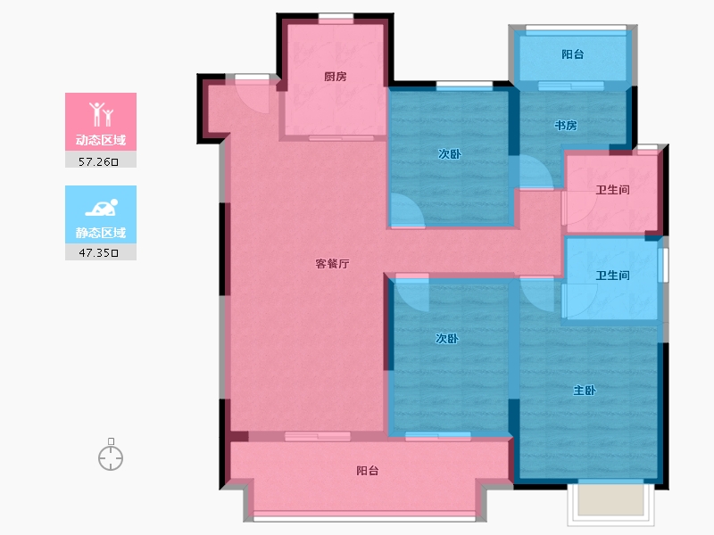 浙江省-绍兴市-宋都广宇锦洲府-92.85-户型库-动静分区