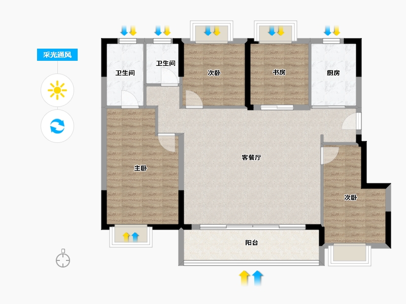 江苏省-苏州市-建发春江泊月-112.00-户型库-采光通风